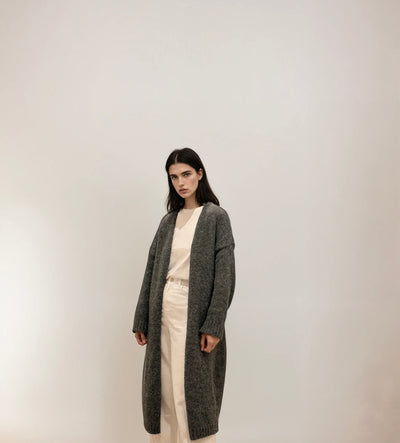 Chaqueta Larga Punto Gris