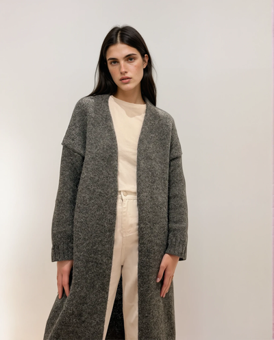 Chaqueta Larga Punto Gris