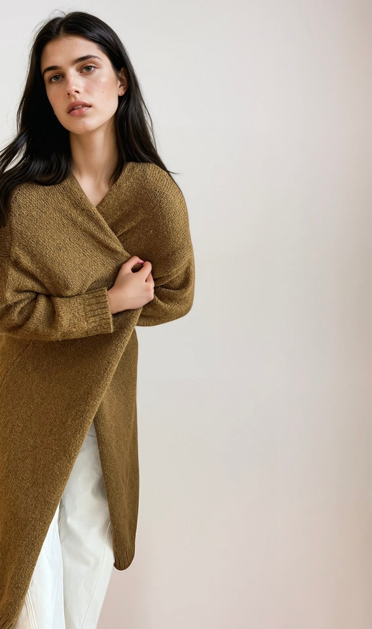 Chaqueta Larga Punto Caramelo