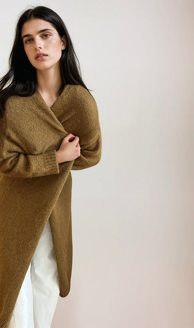 Chaqueta Larga Punto Caramelo