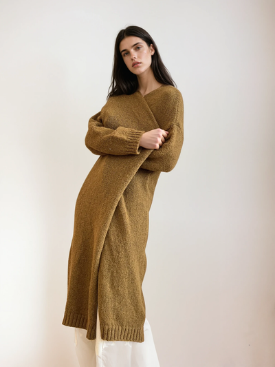 Chaqueta Larga Punto Caramelo