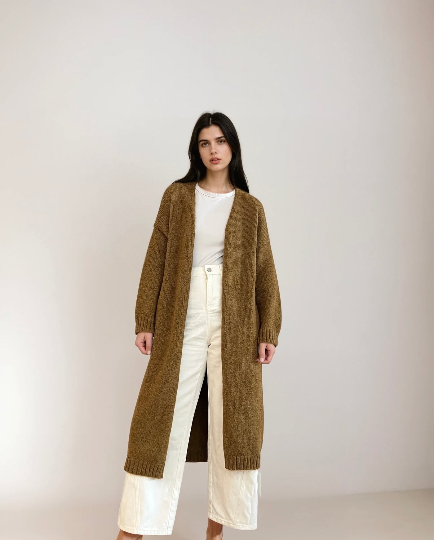 Chaqueta Larga Punto Caramelo